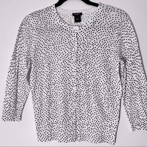 Ann Taylor polka dot button up cardigan, off white